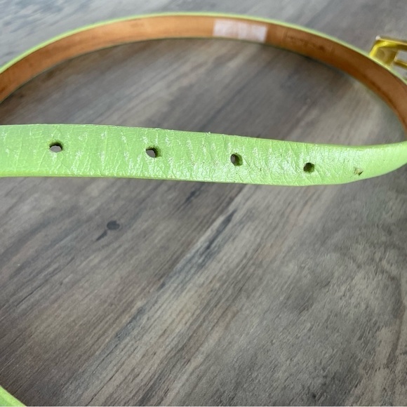 Vintage MCM Michael Cromer Lime Green Leather Skinny Belt - Picture 2 of 14